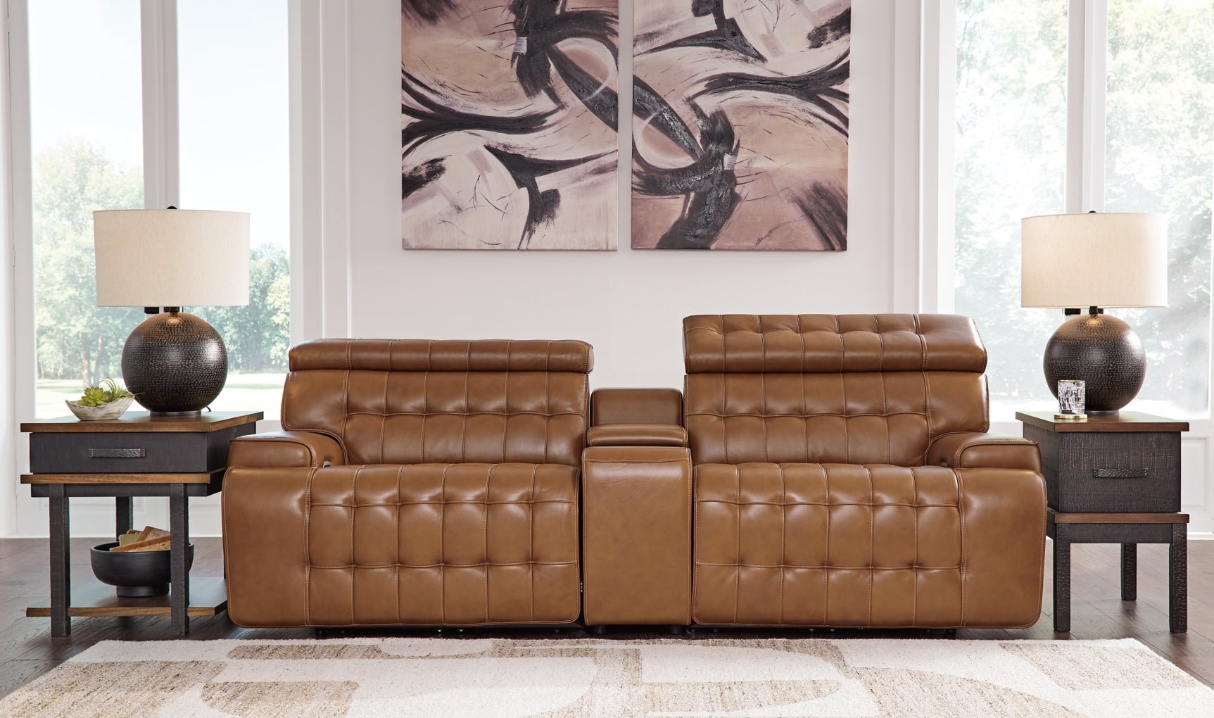 Temmpton 3 - Piece Power Reclining Loveseat with Console - Berre Furniture