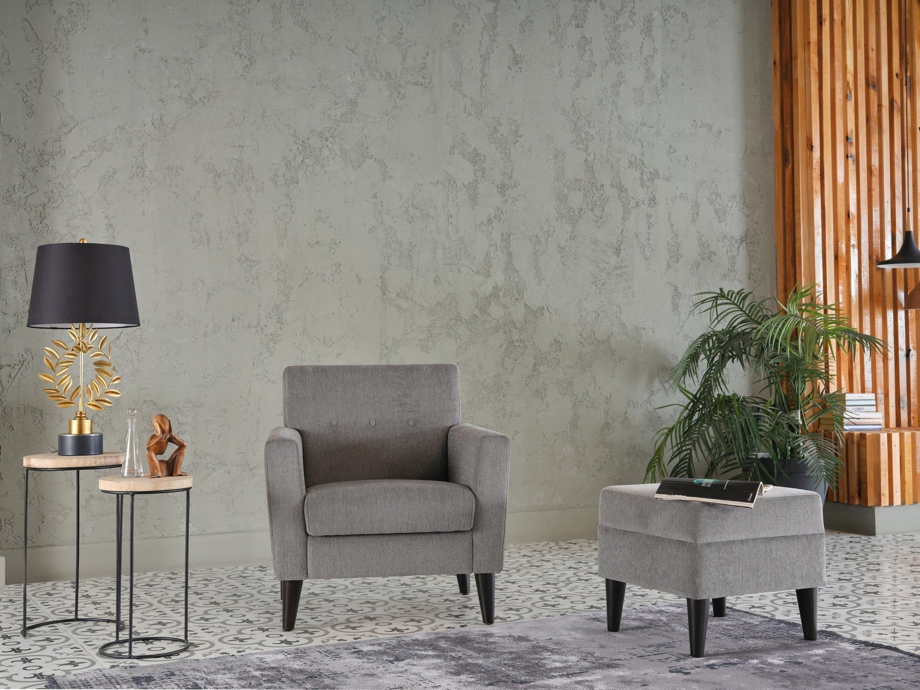 Theo Accent Chair and Ottoman by Bellona