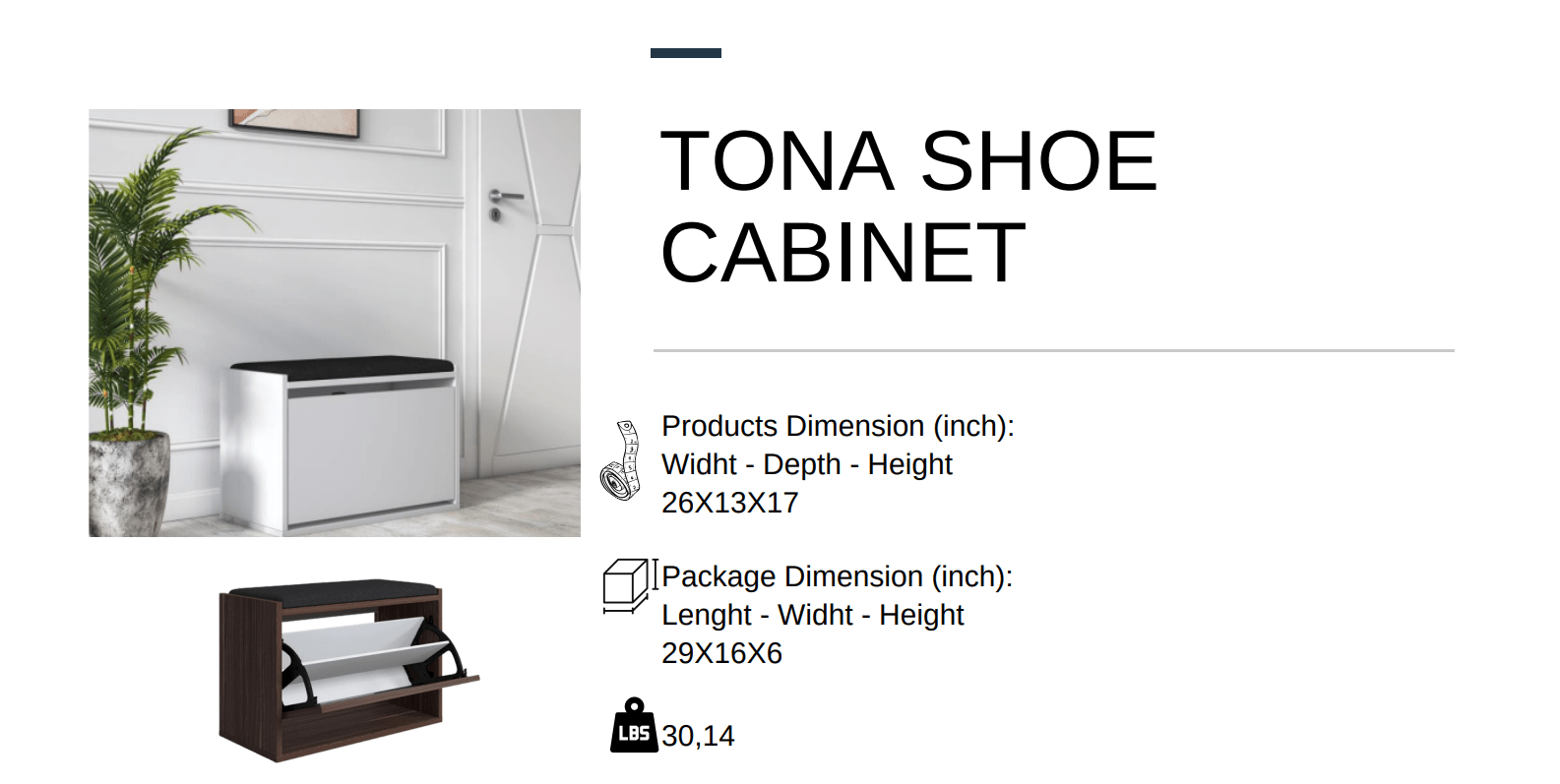Tona Shoe Cabinet Varna Oak - Berre Furniture