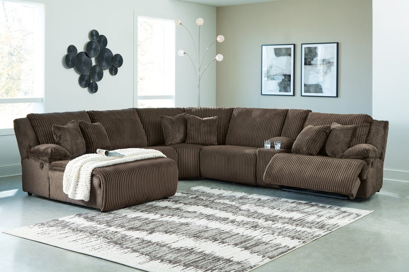 Top Tier 6 - Piece Reclining Sectional with Chaise - Berre Furniture