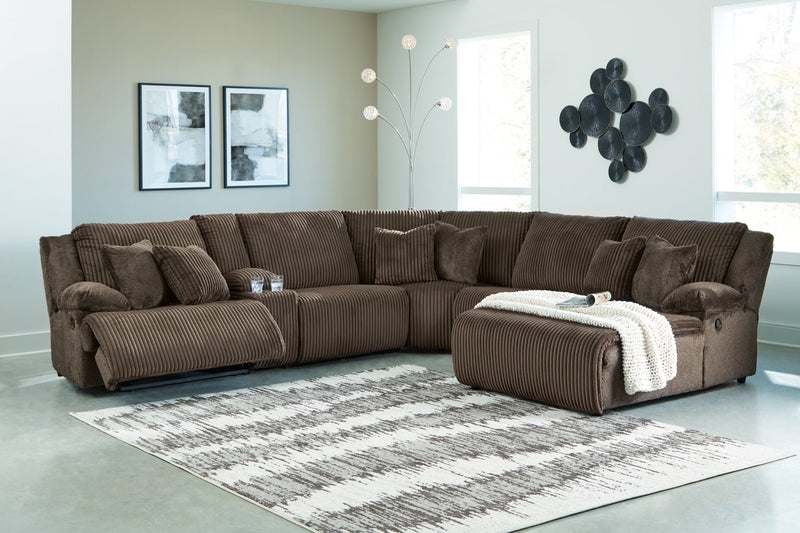 Top Tier 6 - Piece Reclining Sectional with Chaise - Berre Furniture