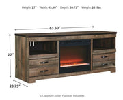 Trinell 63" TV Stand with Electric Fireplace - Berre Furniture