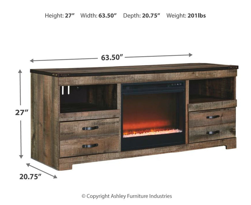 Trinell 63" TV Stand with Electric Fireplace - Berre Furniture