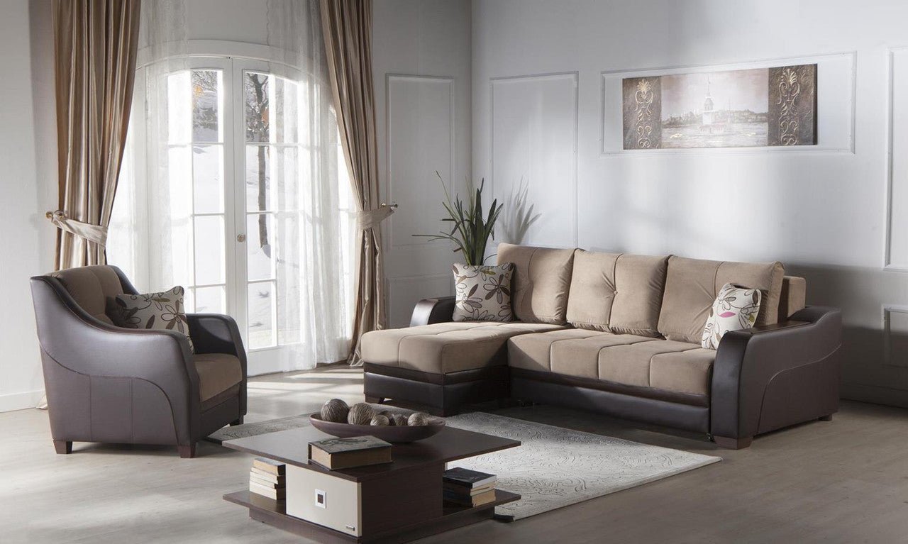 Ultra Sleeper Sectional by Bellona OPTIMUM BROWN Sectional + Arm Chair
