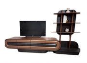 Tesla TV Stand/Bookshelf Brown with Black Accents