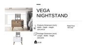 Vega Nightstand Victoria Walnut - Berre Furniture