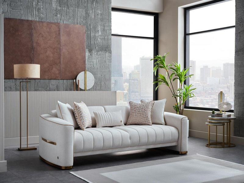 Veronica 3 Seat Sleeper Sofa (Merit Cream Plain) by Bellona
