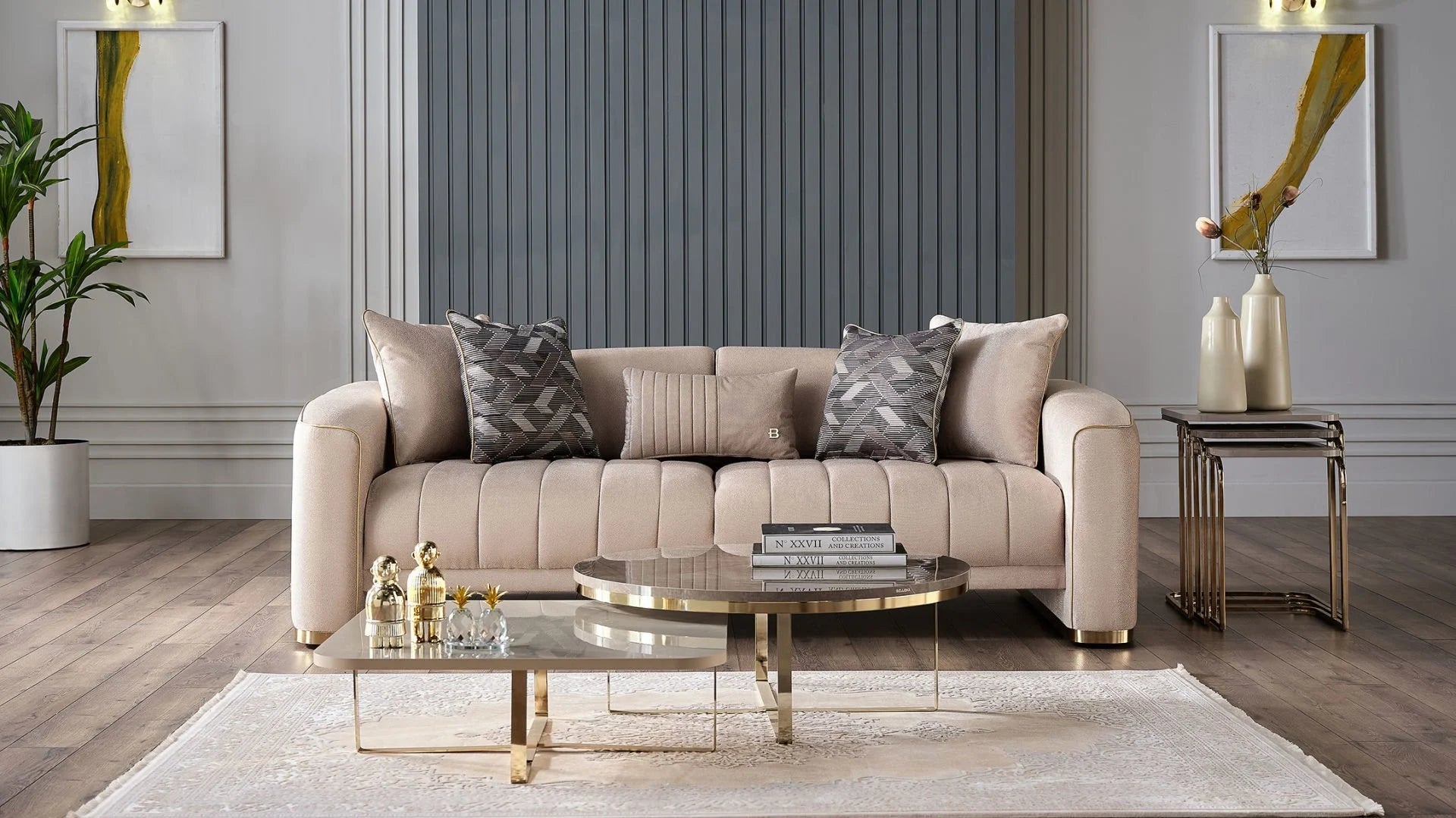 Veronica 3 Seat Sleeper Sofa (Merit Cream Plain) by Bellona - Berre Furniture