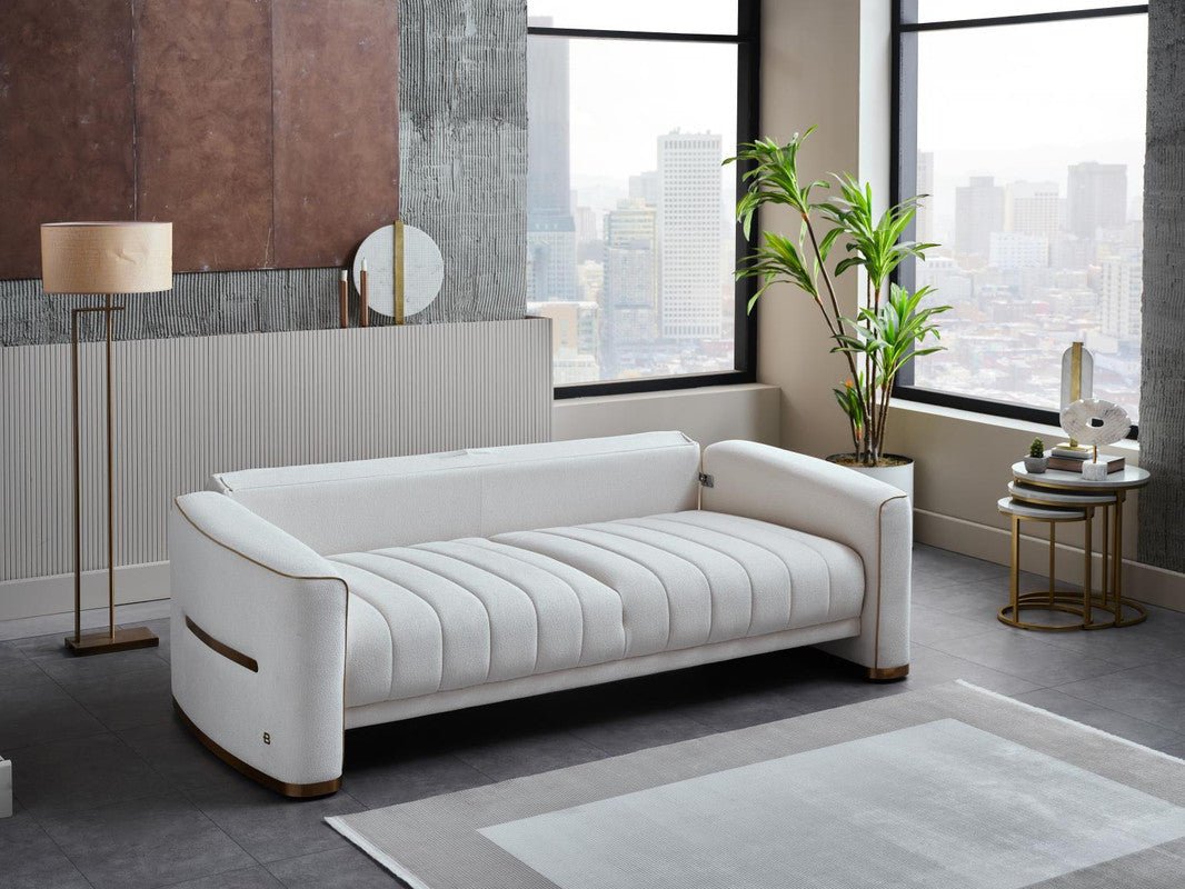 Veronica 3 Seat Sleeper Sofa (Merit Cream Plain) by Bellona