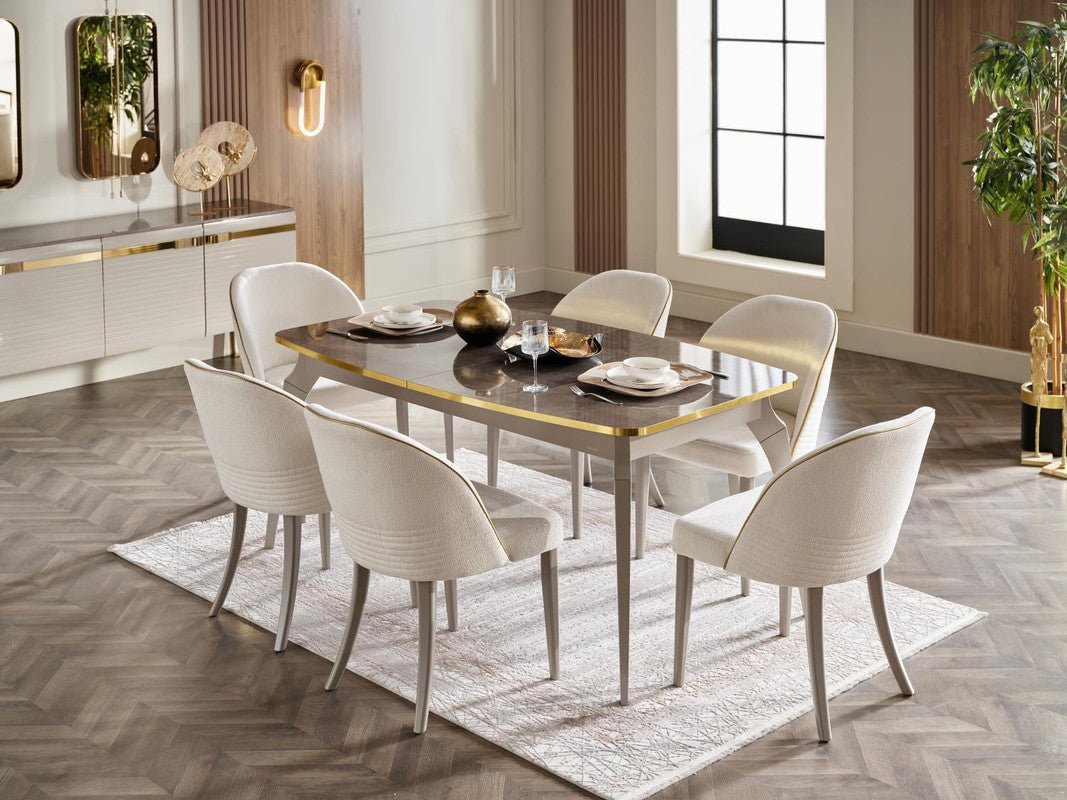 Veronica Dining Set by Bellona Dining Table + 6 Chairs + Buffet