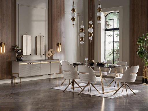 Veronica Dining Set by Bellona Dining Table + 6 Chairs + Buffet + Mirror