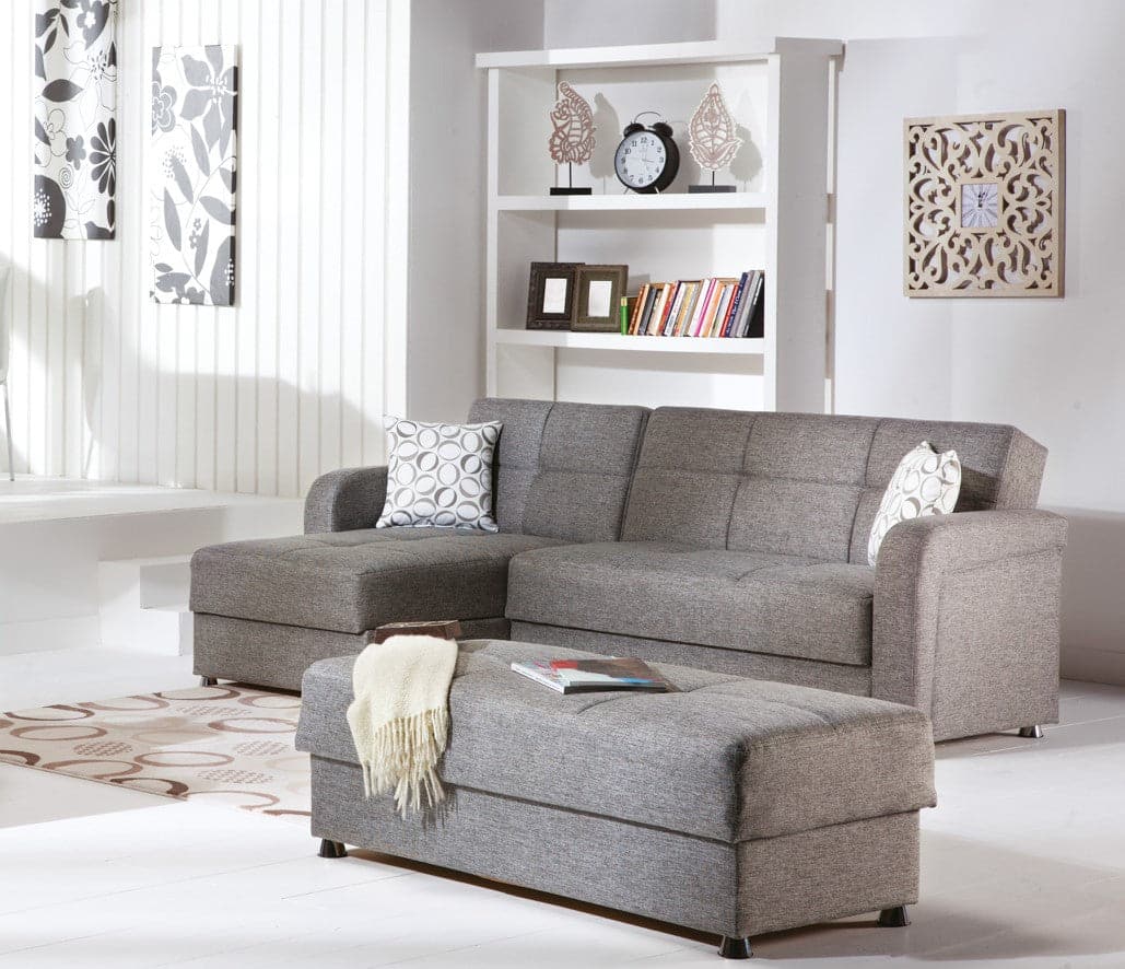 Vision Sleeper Sectional by Bellona Diego Grey Sectional + Ottoman
