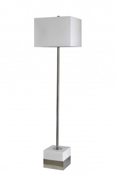 WHITE MARBLE WITH A POLISHED NICKEL FRAME FLOOR LAMP - Berre Furniture