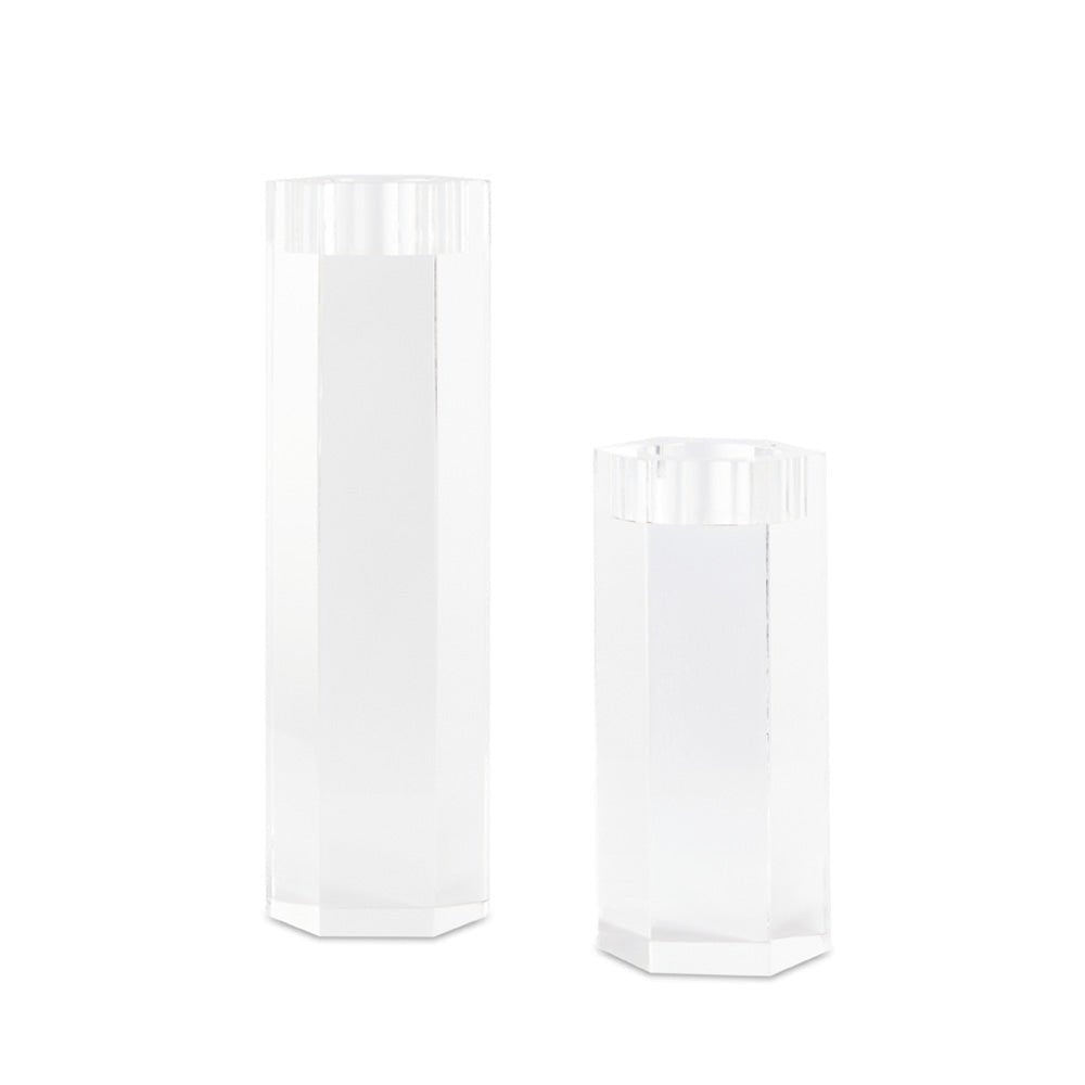 ACRYLIC HEXAGONAL CANDLE HOLDERS (SET OF 2) GY-2918 - Berre Furniture