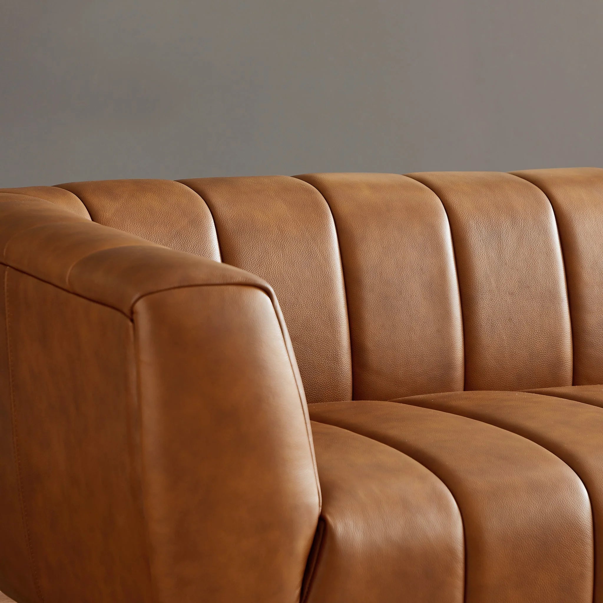 AVA Cognac Leather Sofa - Berre Furniture