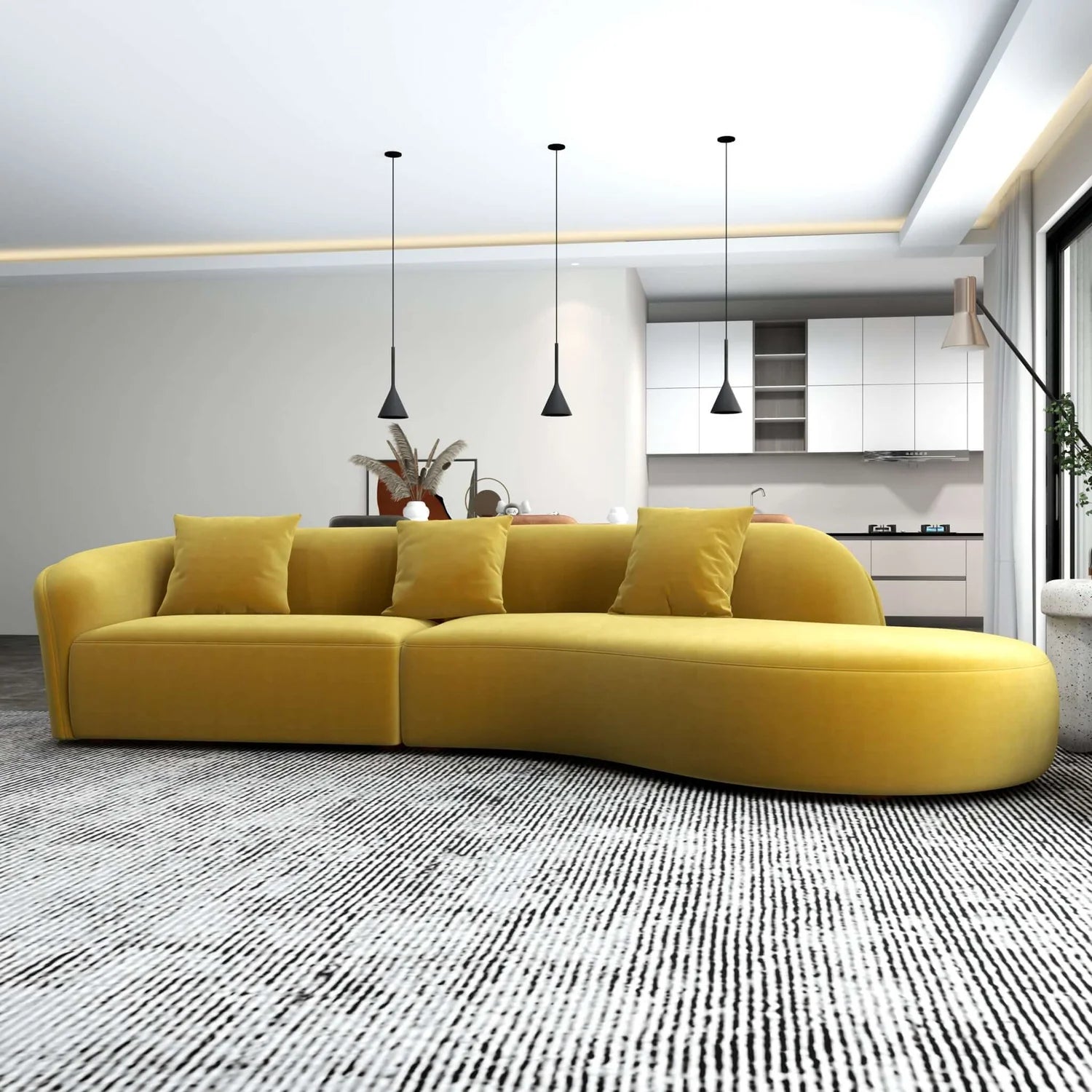 Elijah Japandi Style Curvy Sectional Sofa - Berre Furniture