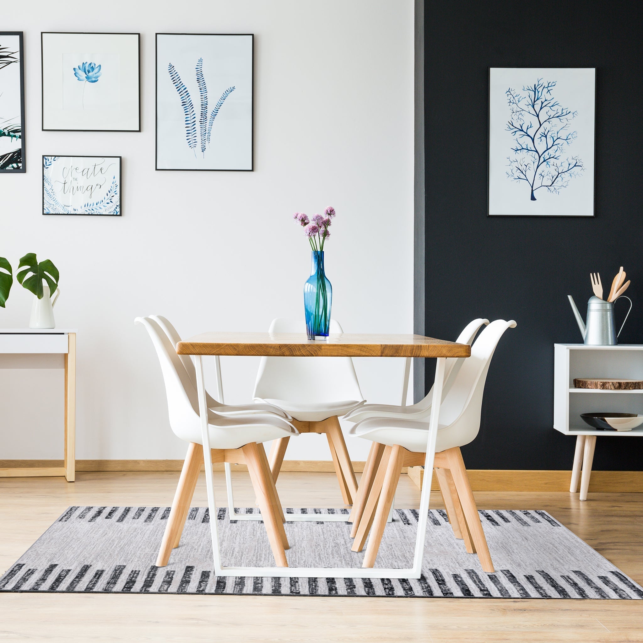 Grey Striped Rug - Berre Furniture