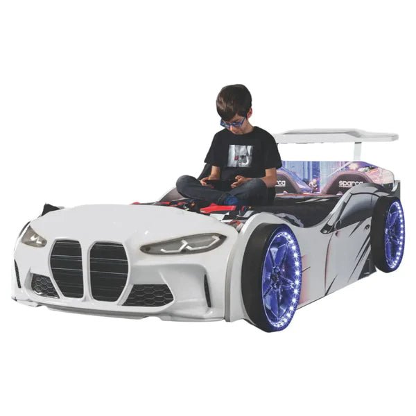 GTX Race Car Bed with Leds & Sound Effects White