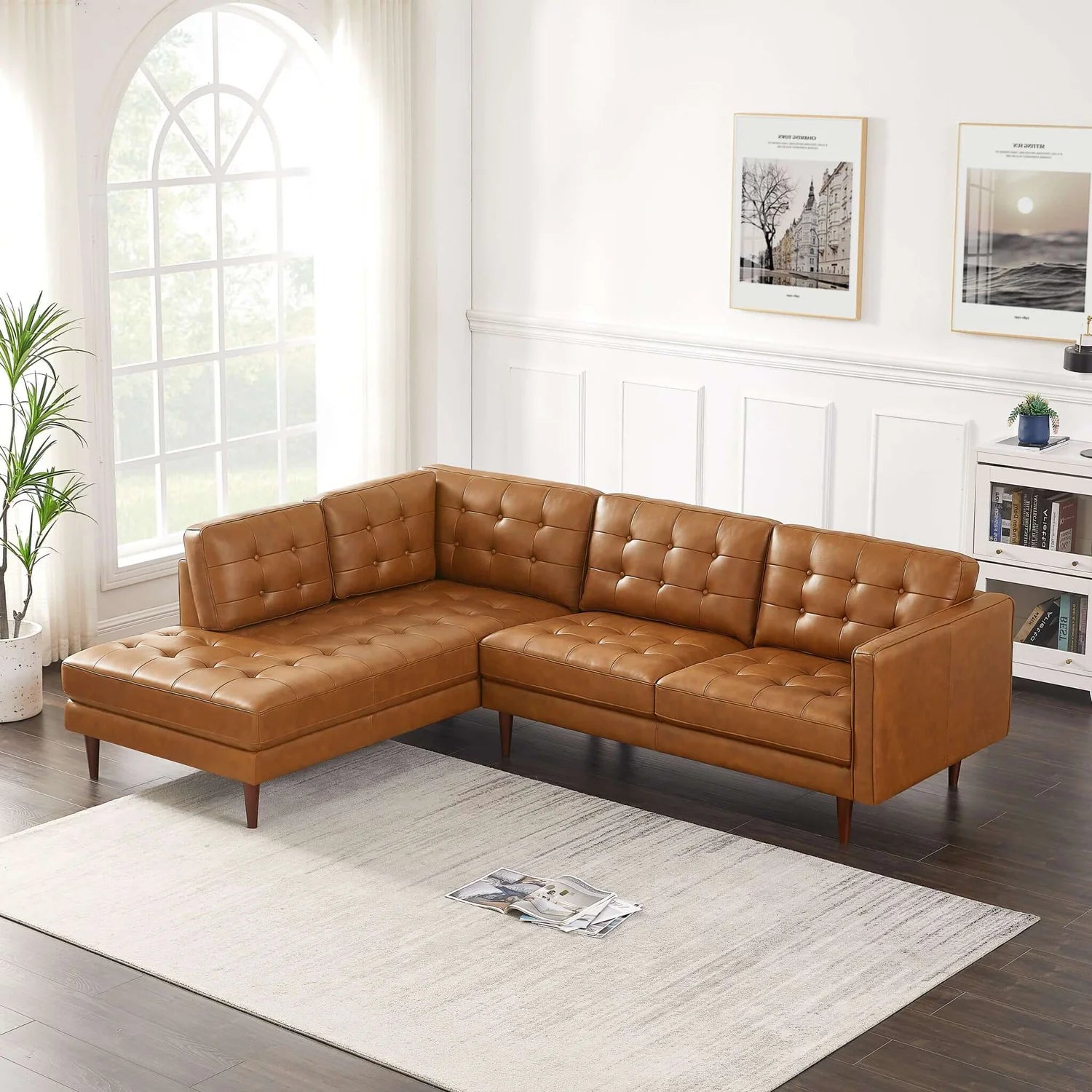 Lucco Genuine Leather Sectional (Left Facing) - Berre Furniture