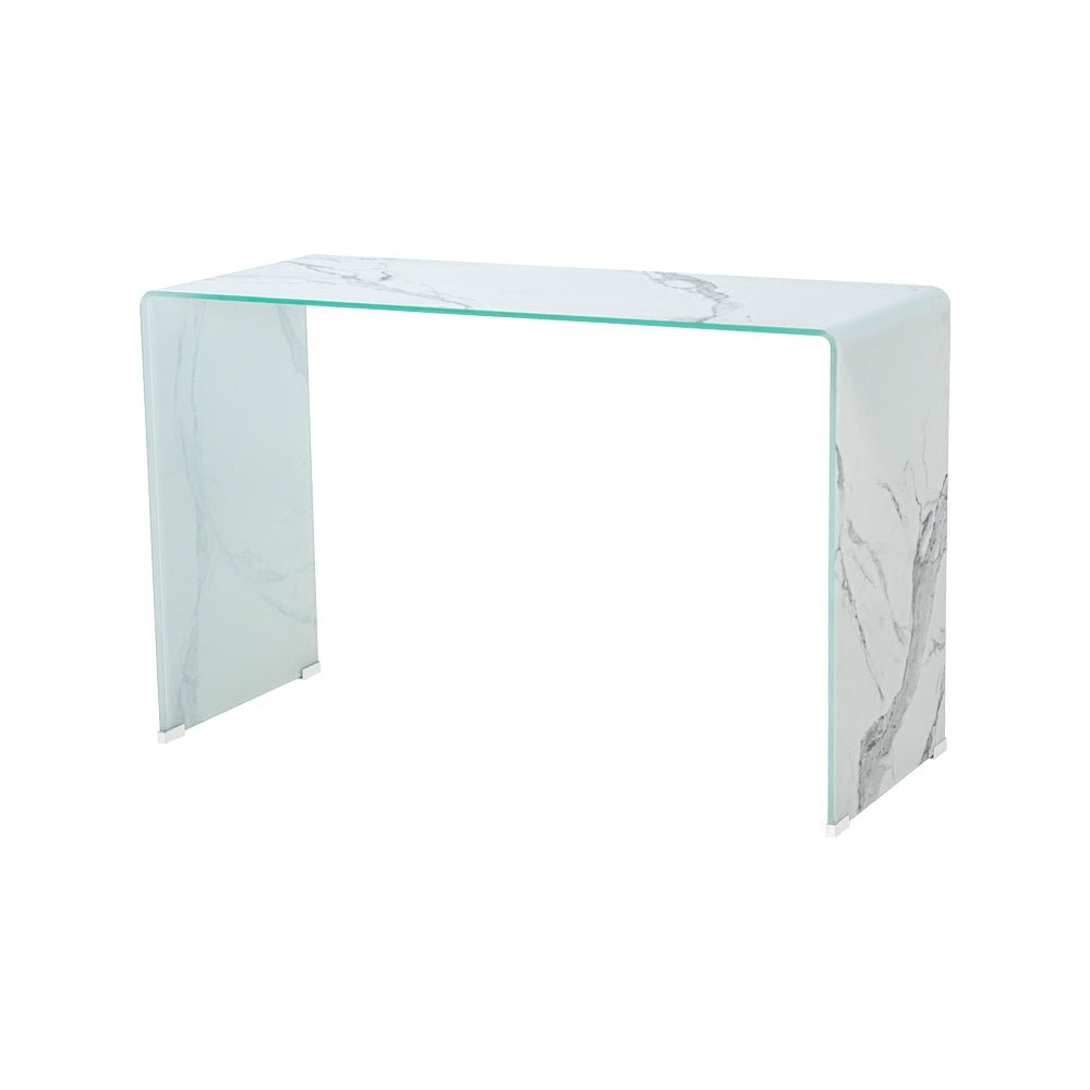 MARBLE LOOK BENT GLASS Table Desk