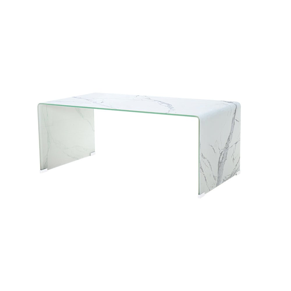 MARBLE LOOK BENT GLASS Table Condo Size
