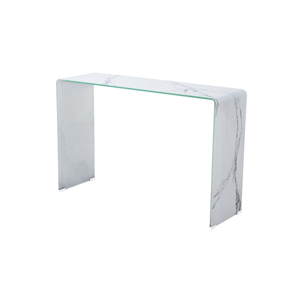 MARBLE LOOK BENT GLASS Table Console Table