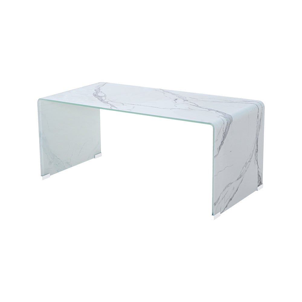 MARBLE LOOK BENT GLASS Table Coffee Table