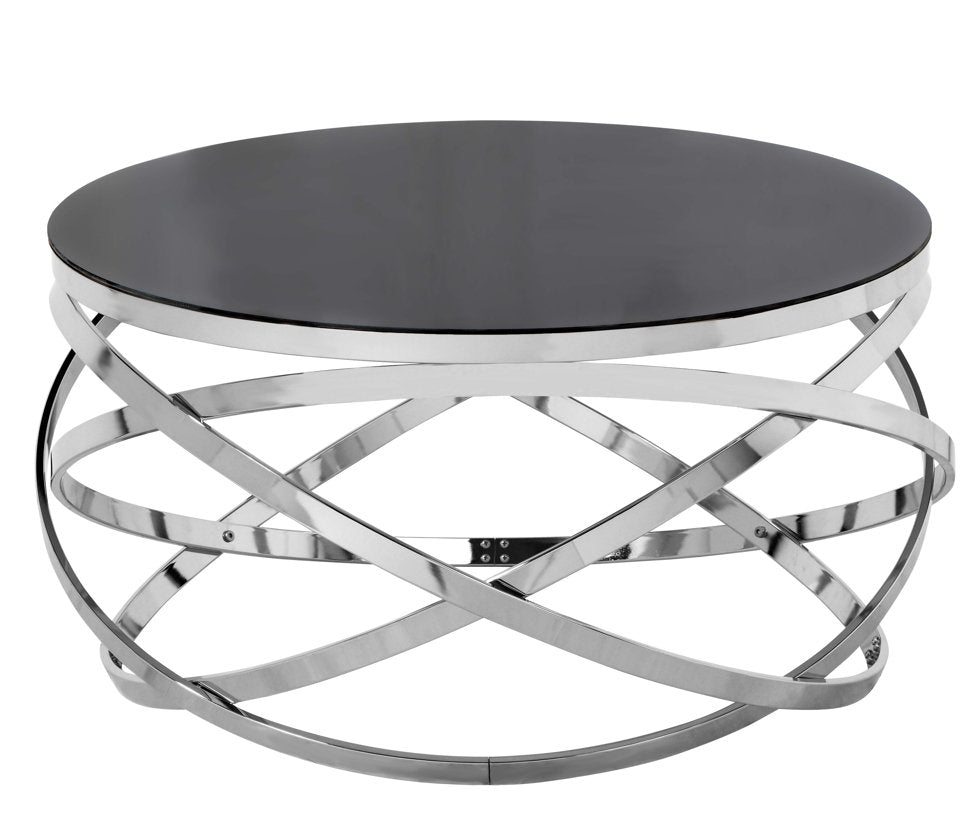 Modern Centre Coffee Table Silver Glass