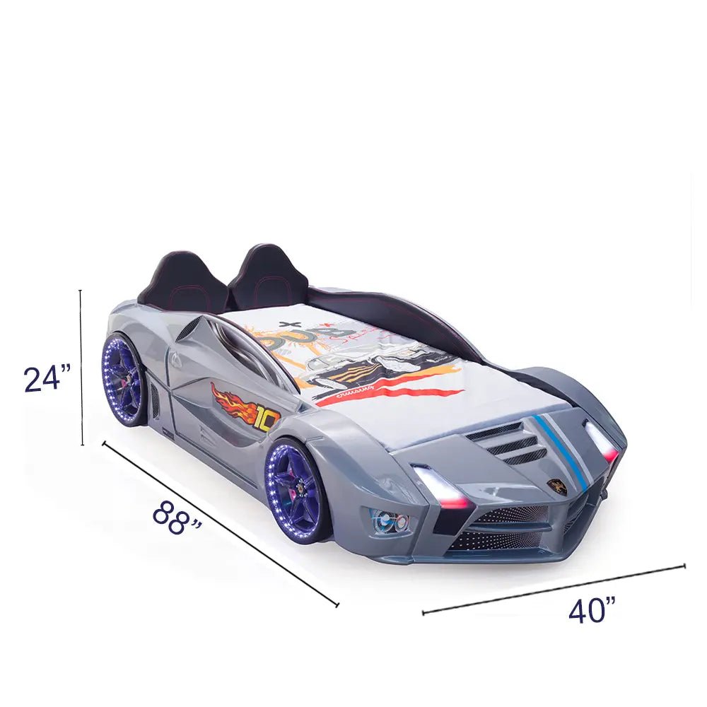 Moon Luxury Race Car Bed with Leds & Sound Effects (with Mattress)
