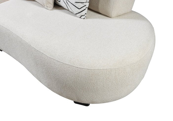 Olivia Ivory Boucle 3-Piece Curved Sectional Sofa - Berre Furniture
