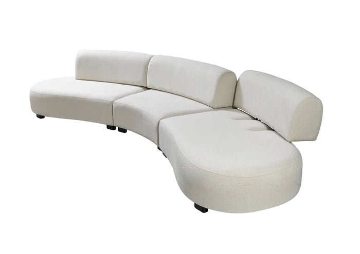 Olivia Ivory Boucle 3-Piece Curved Sectional Sofa - Berre Furniture