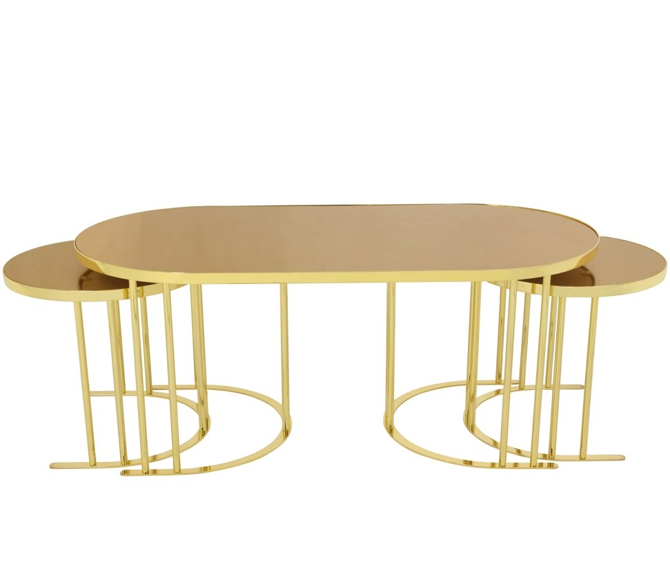 Oval Shape 2 + 1 Nesting Table Gold