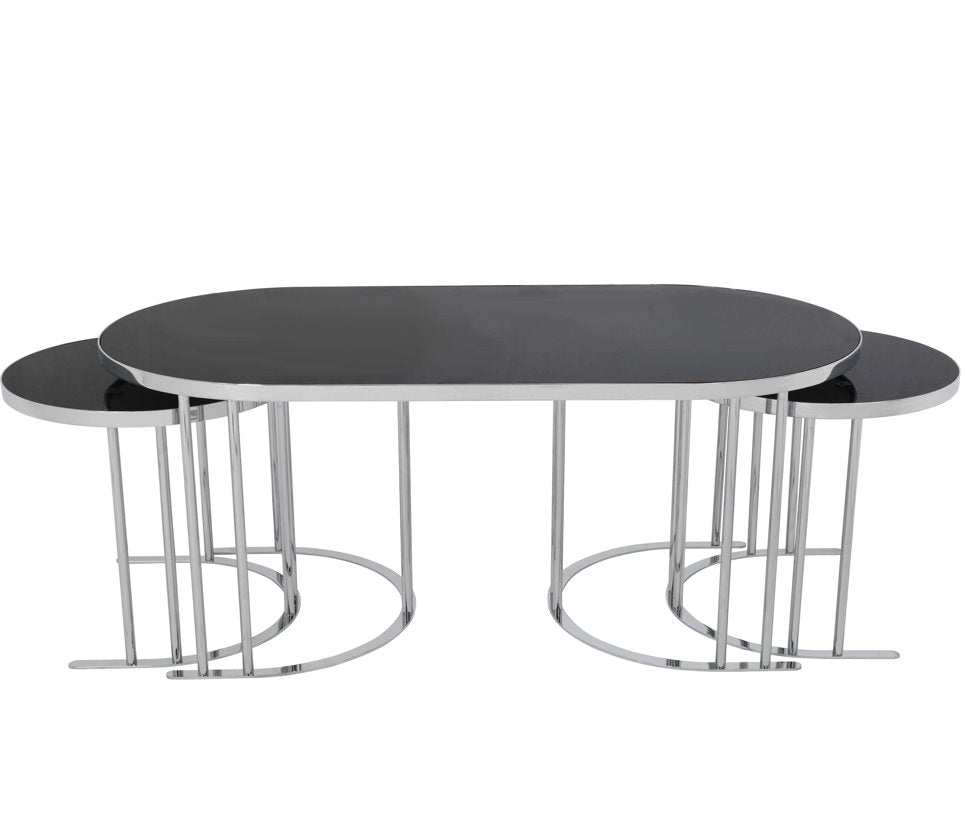 Oval Shape 2 + 1 Nesting Table Black