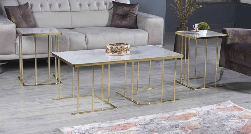 Rectangle Shape 2 + 1 Nesting Table White