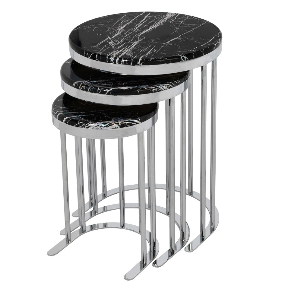 Round Nesting Table Silver