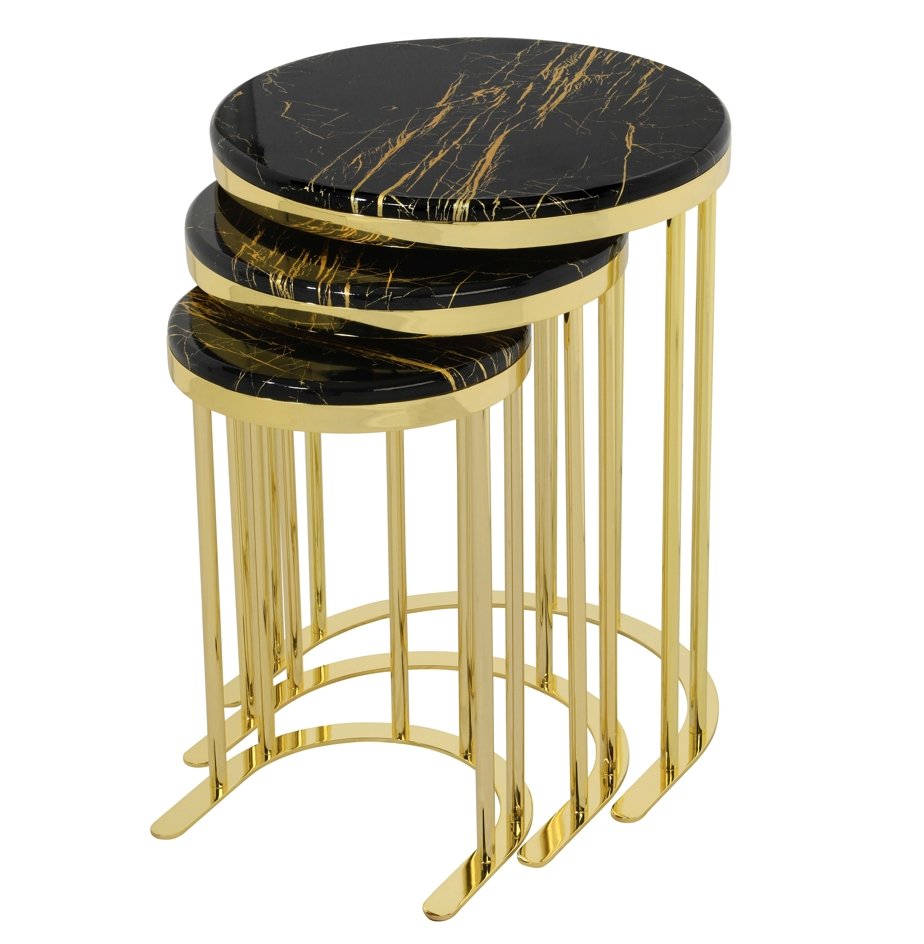 Round Nesting Table Gold